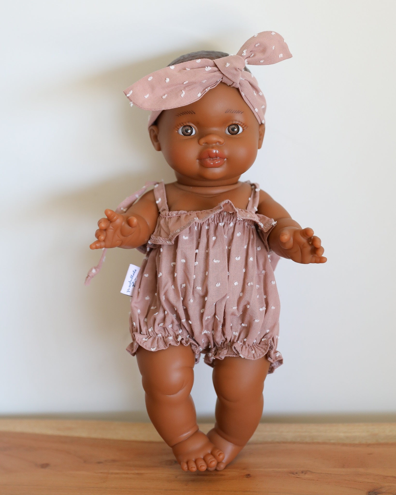 Minikane Doll Clothes | Baby Doll Summer Romper with Headband (Plum)