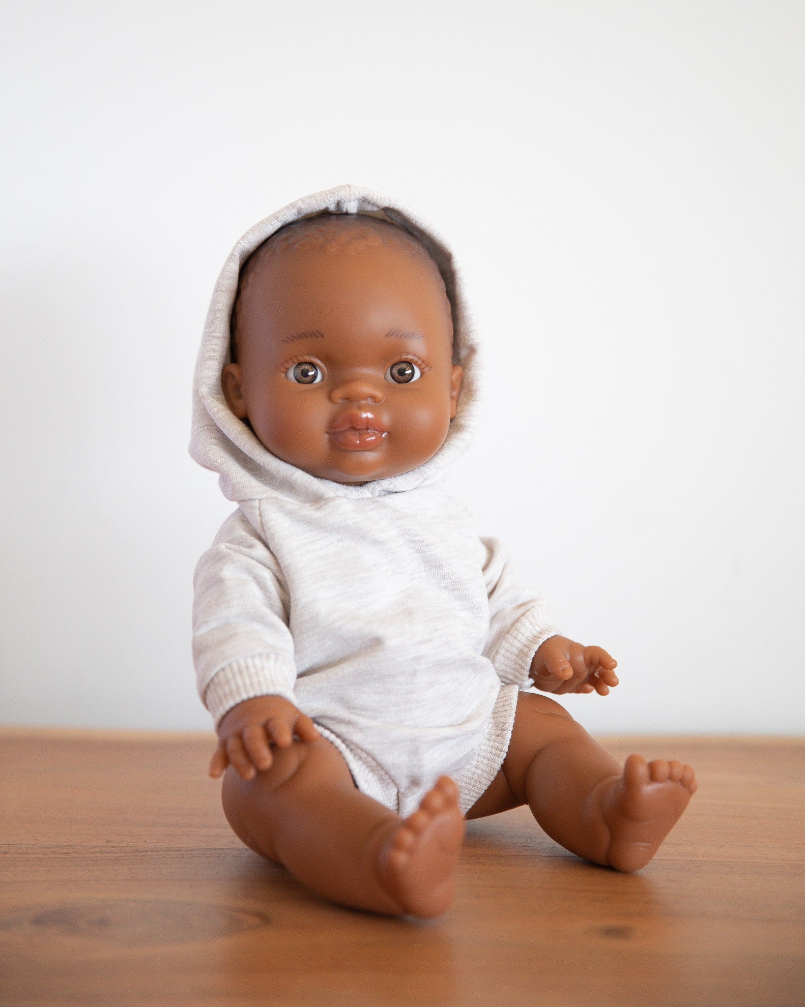 Minikane Doll Clothes | Baby Doll Sweatshirt Jumpsuit with a Hoodie (Grey)