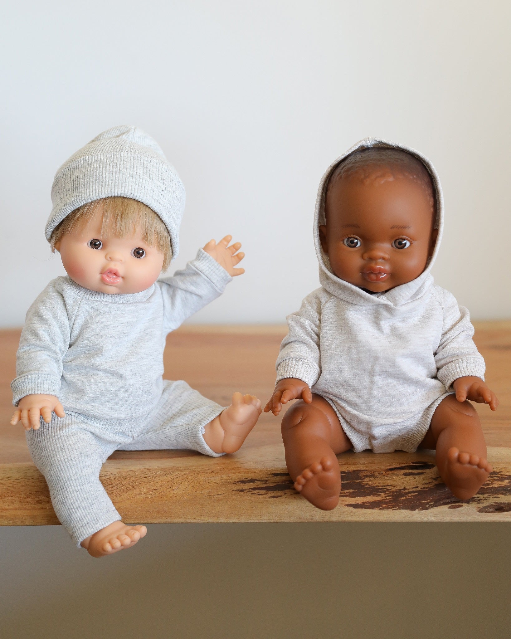 Minikane Doll Clothes | Baby Doll Sweatshirt Set with Beanie (Grey)