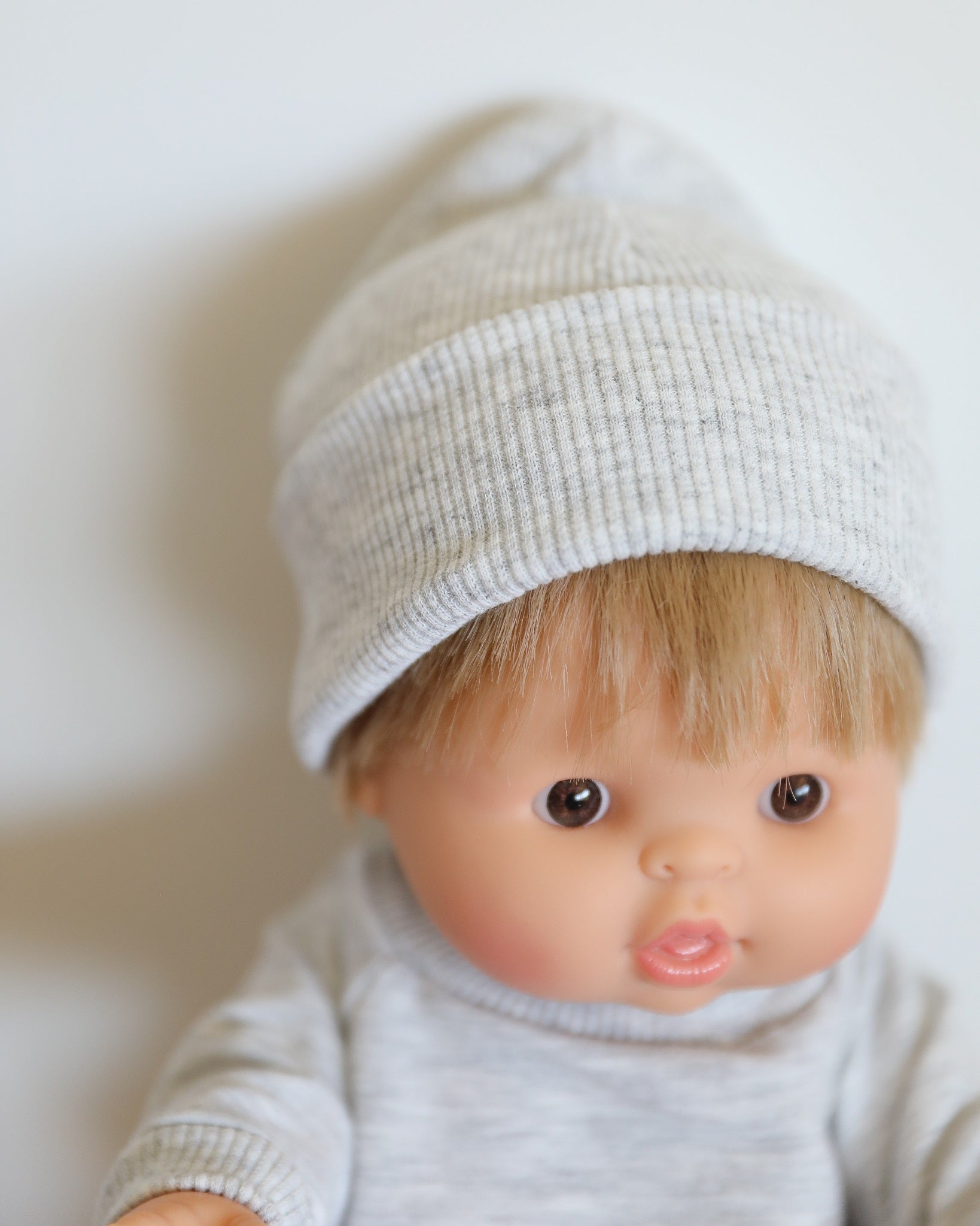 Minikane Doll Clothes | Baby Doll Sweatshirt Set with Beanie (Grey)