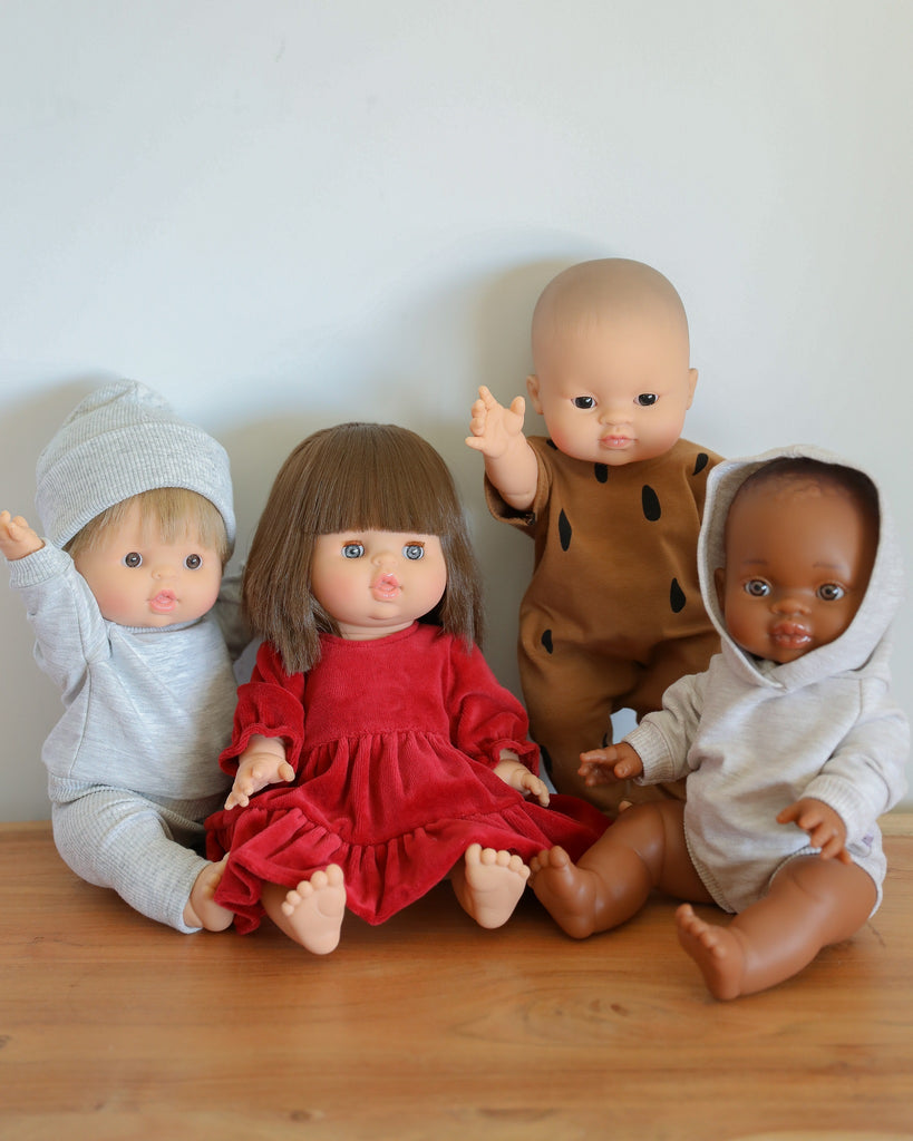 Minikane Doll Clothes | Baby Doll Velvet Dress (Red)