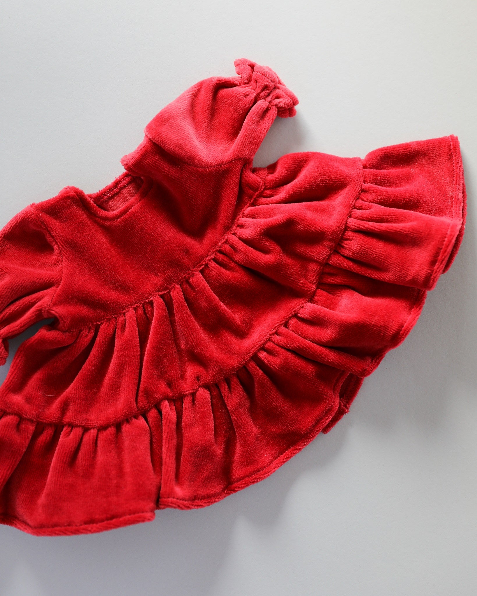 Minikane Doll Clothes | Baby Doll Velvet Dress (Red)