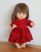 Minikane Doll Clothes | Baby Doll Velvet Dress (Red)