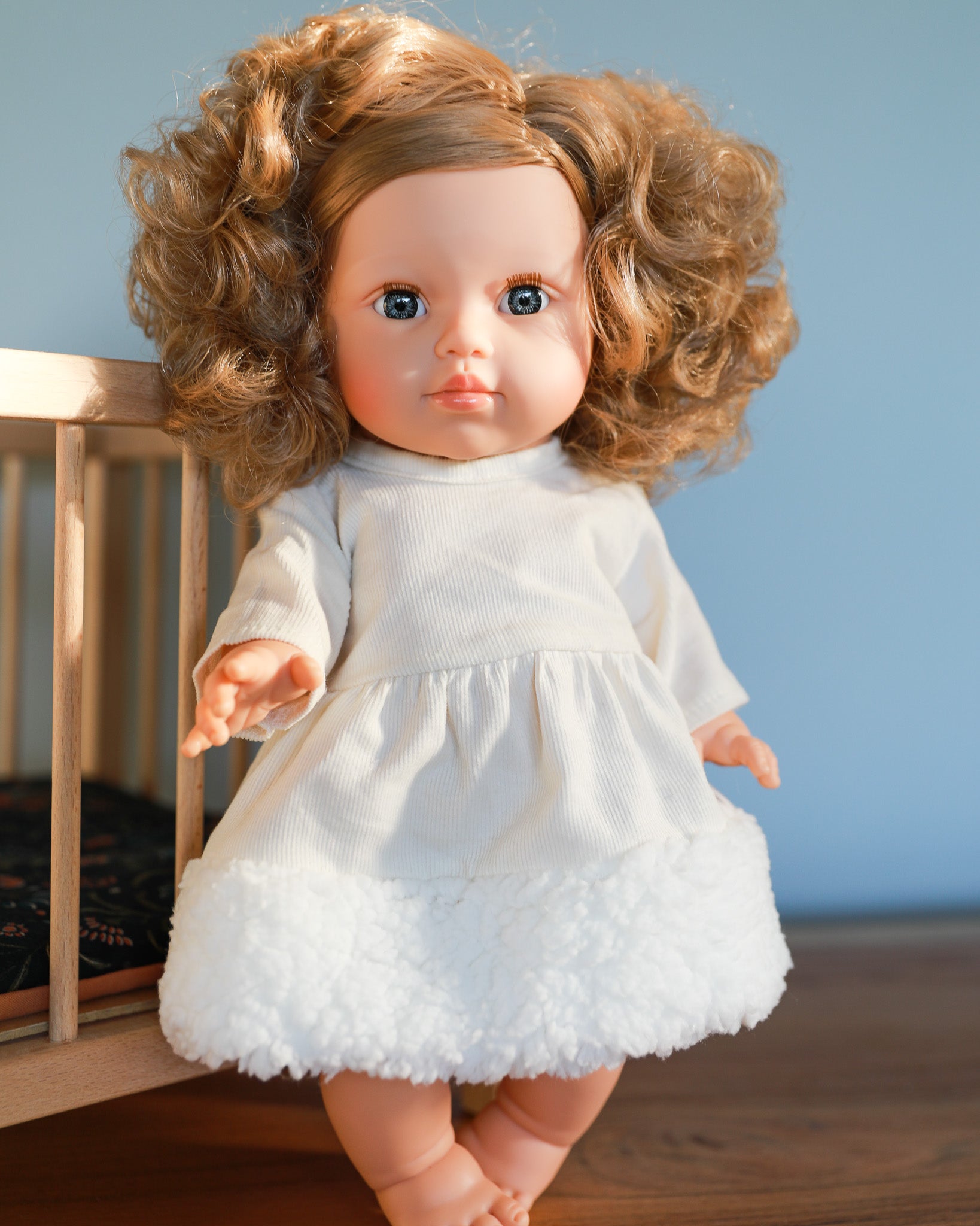 Minikane Doll Clothes | Baby Doll Winter Dress (White)
