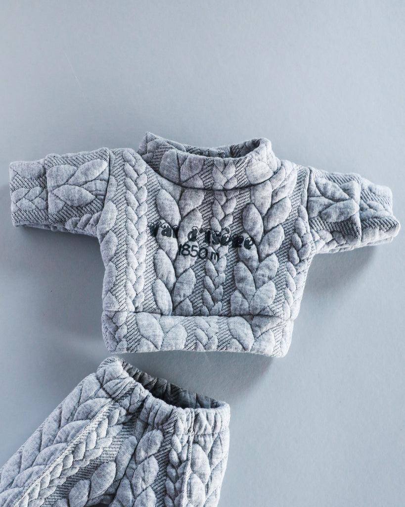 Minikane Doll Clothes | Soft Body Doll Jacquard Sweatshirt Set - Grey
