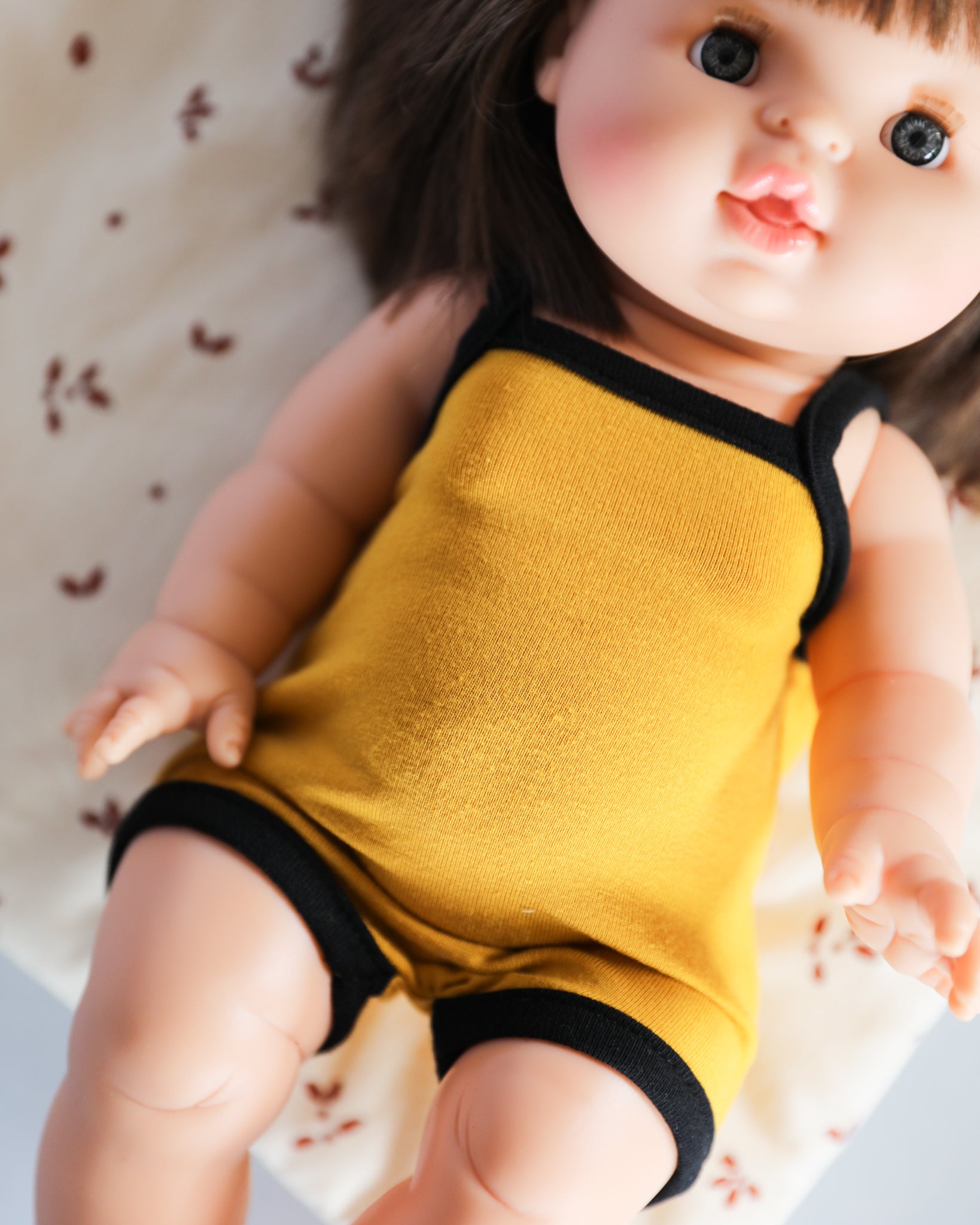 Minikane Doll Clothes | Sleeveless Retro Baby Doll Bodysuit (Mustard)