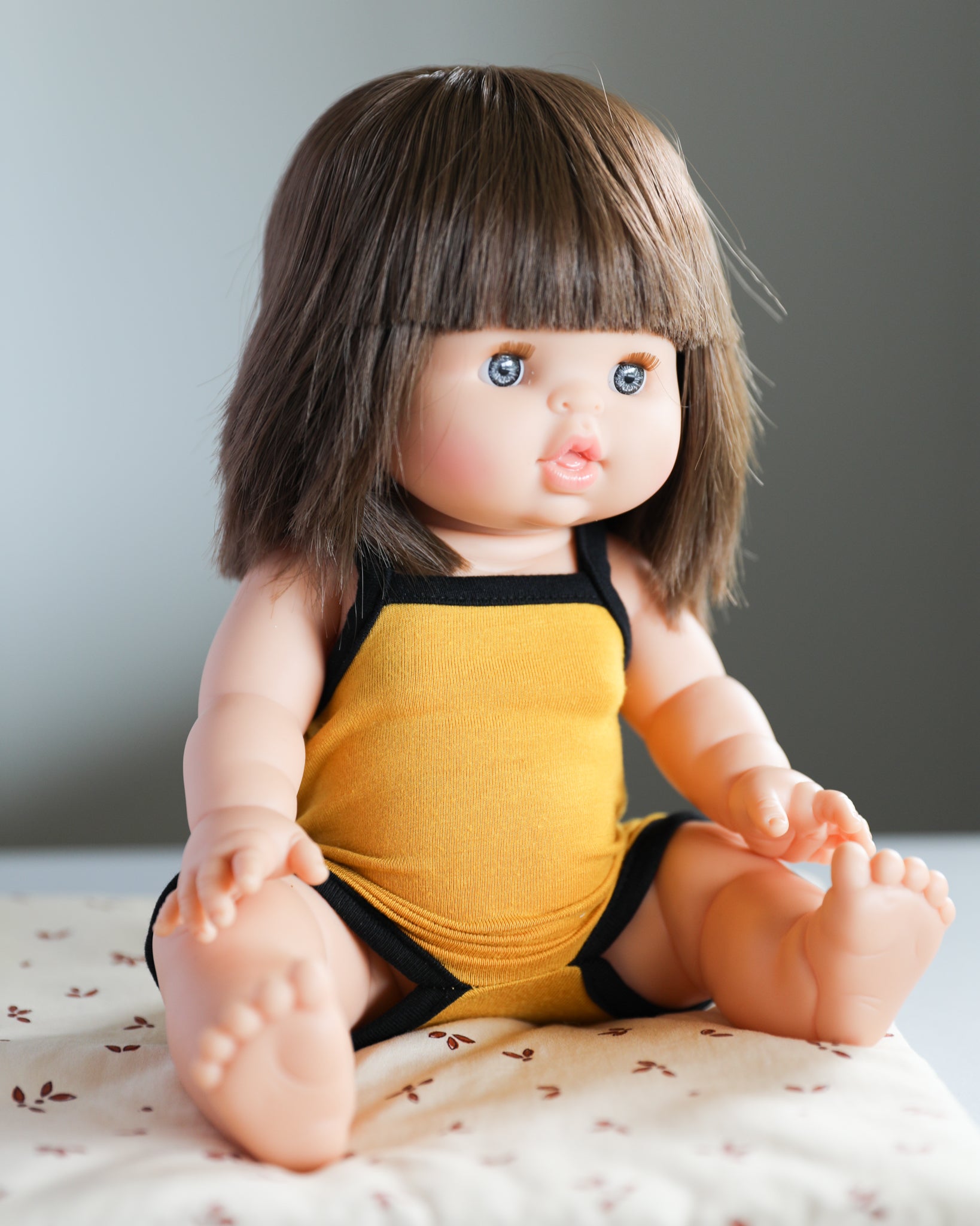 Minikane Doll Clothes | Sleeveless Retro Baby Doll Bodysuit (Mustard)