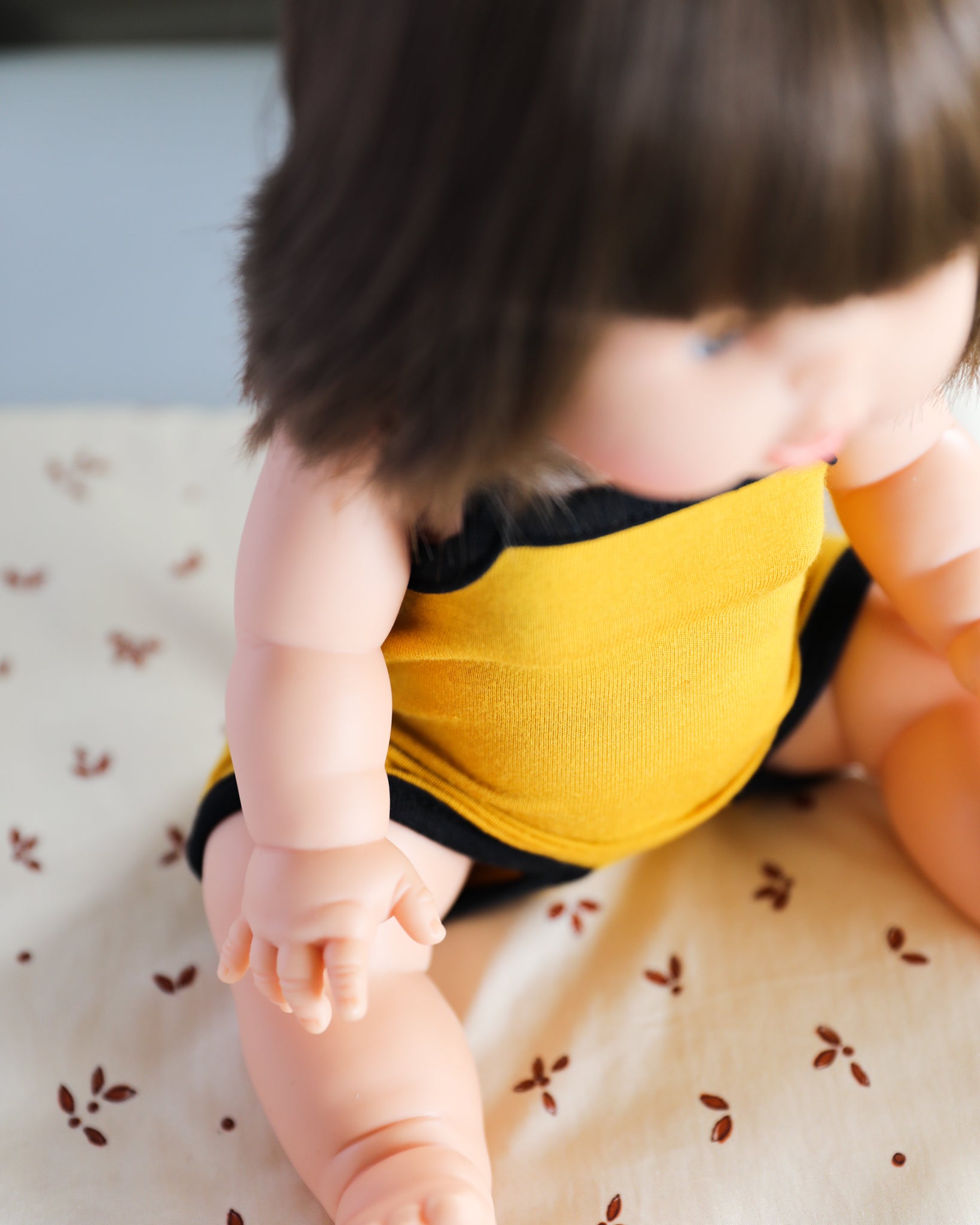 Minikane Doll Clothes | Sleeveless Retro Baby Doll Bodysuit (Mustard)