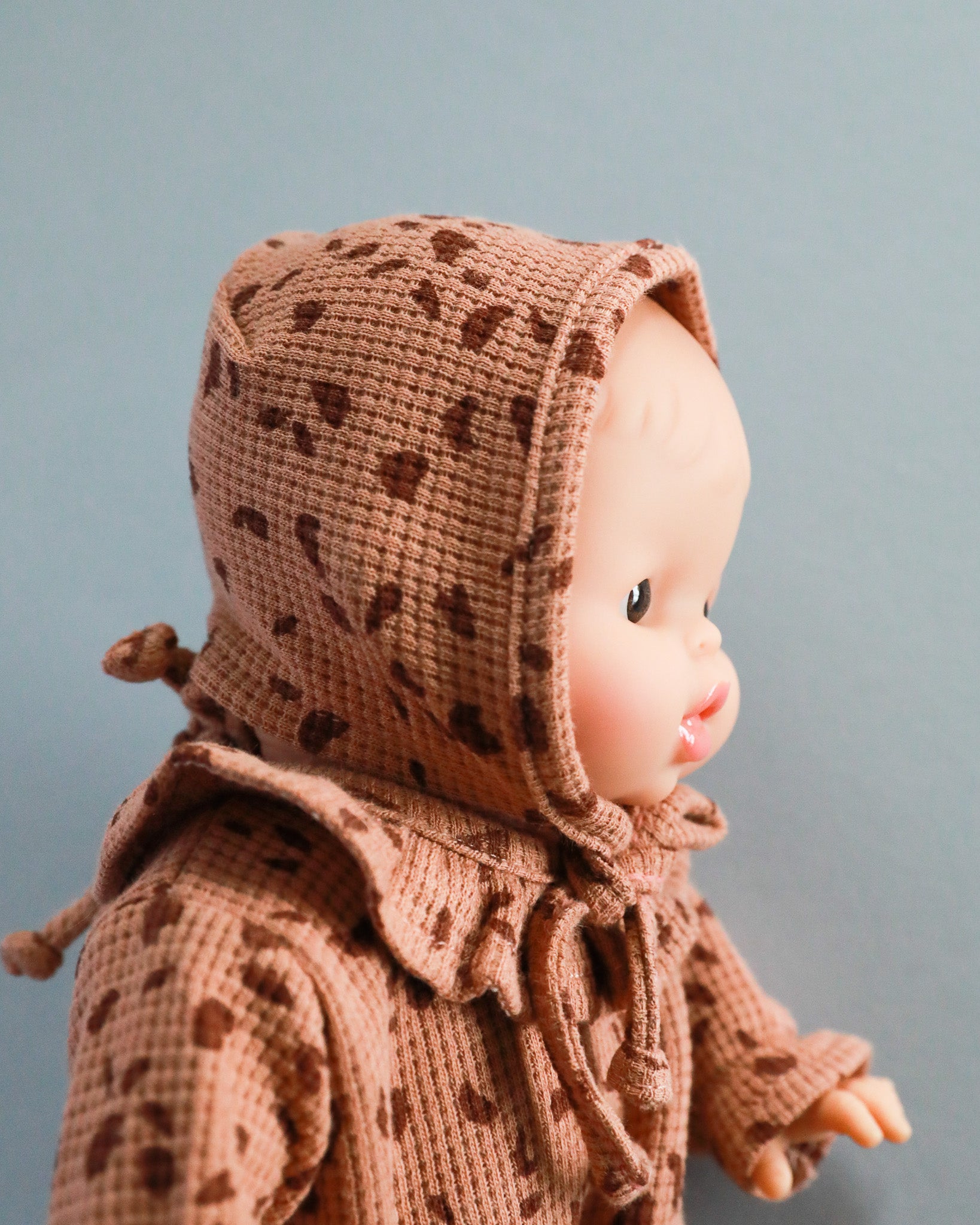 Minikane Doll Clothes | Soft Body Doll Bonnet - Brown Pebbles