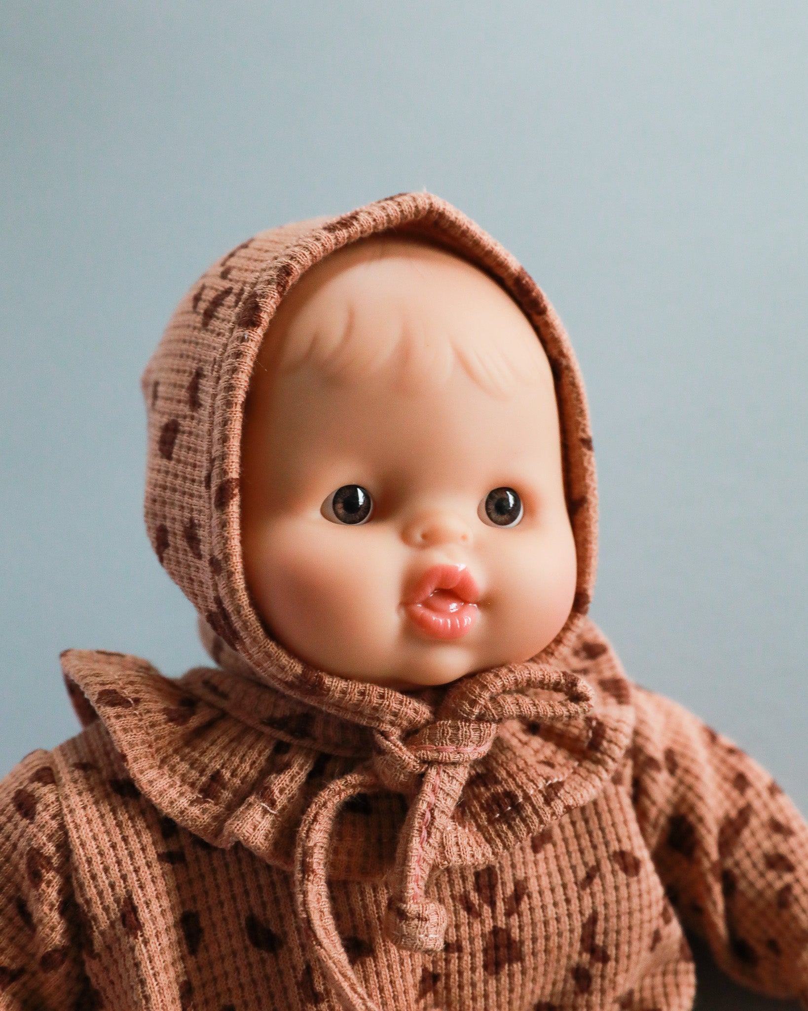 Minikane Doll Clothes | Soft Body Doll Bonnet - Brown Pebbles