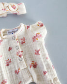 Minikane Doll Clothes | Soft Body Doll Jumpsuit with Headband - Flowers