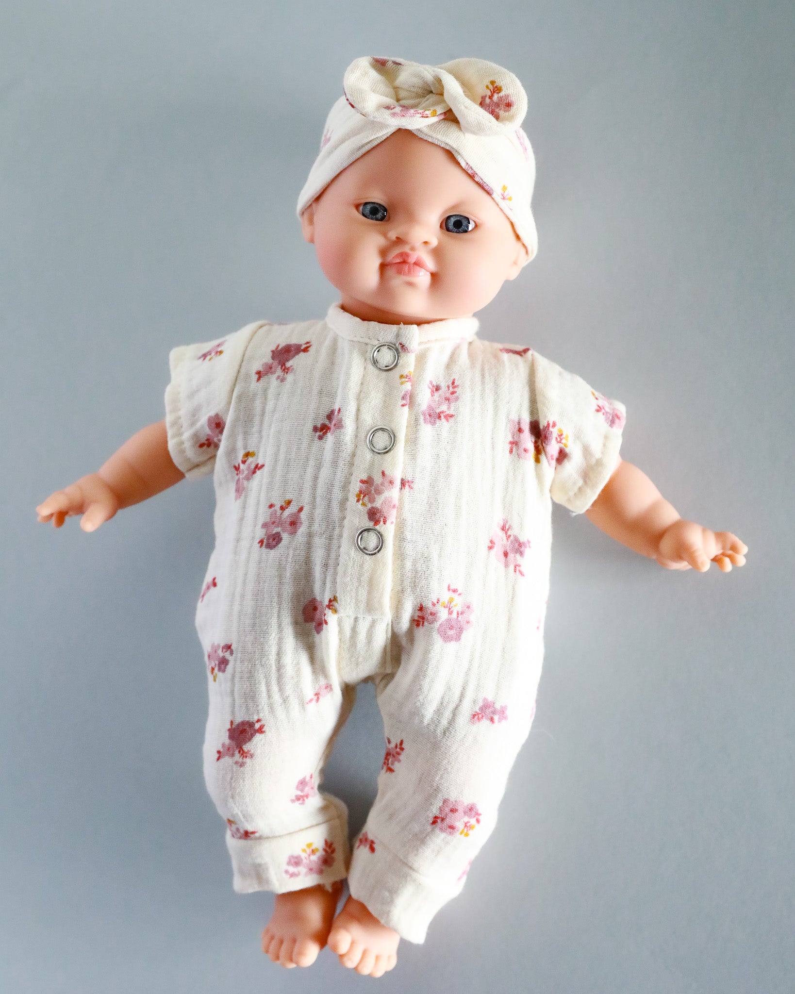 Minikane Doll Clothes | Soft Body Doll Jumpsuit with Headband - Flowers
