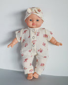 Minikane Doll Clothes | Soft Body Doll Jumpsuit with Headband - Flowers