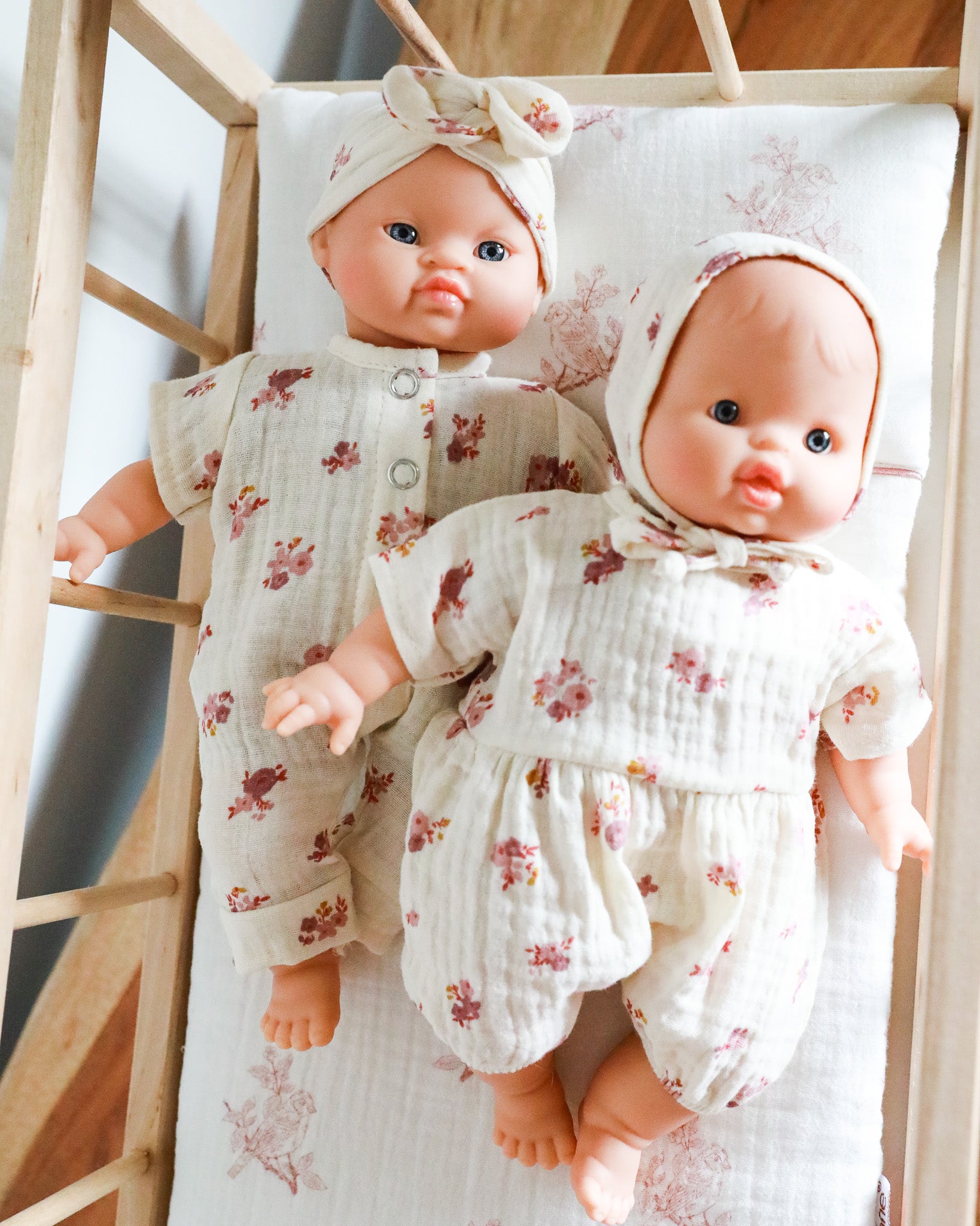 Minikane Doll Clothes | Soft Body Doll Jumpsuit with Headband - Flowers