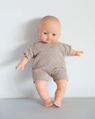 Minikane Doll Clothes | Soft Body Doll Cotton Romper (Beige)