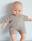 Minikane Doll Clothes | Soft Body Doll Cotton Romper (Beige)