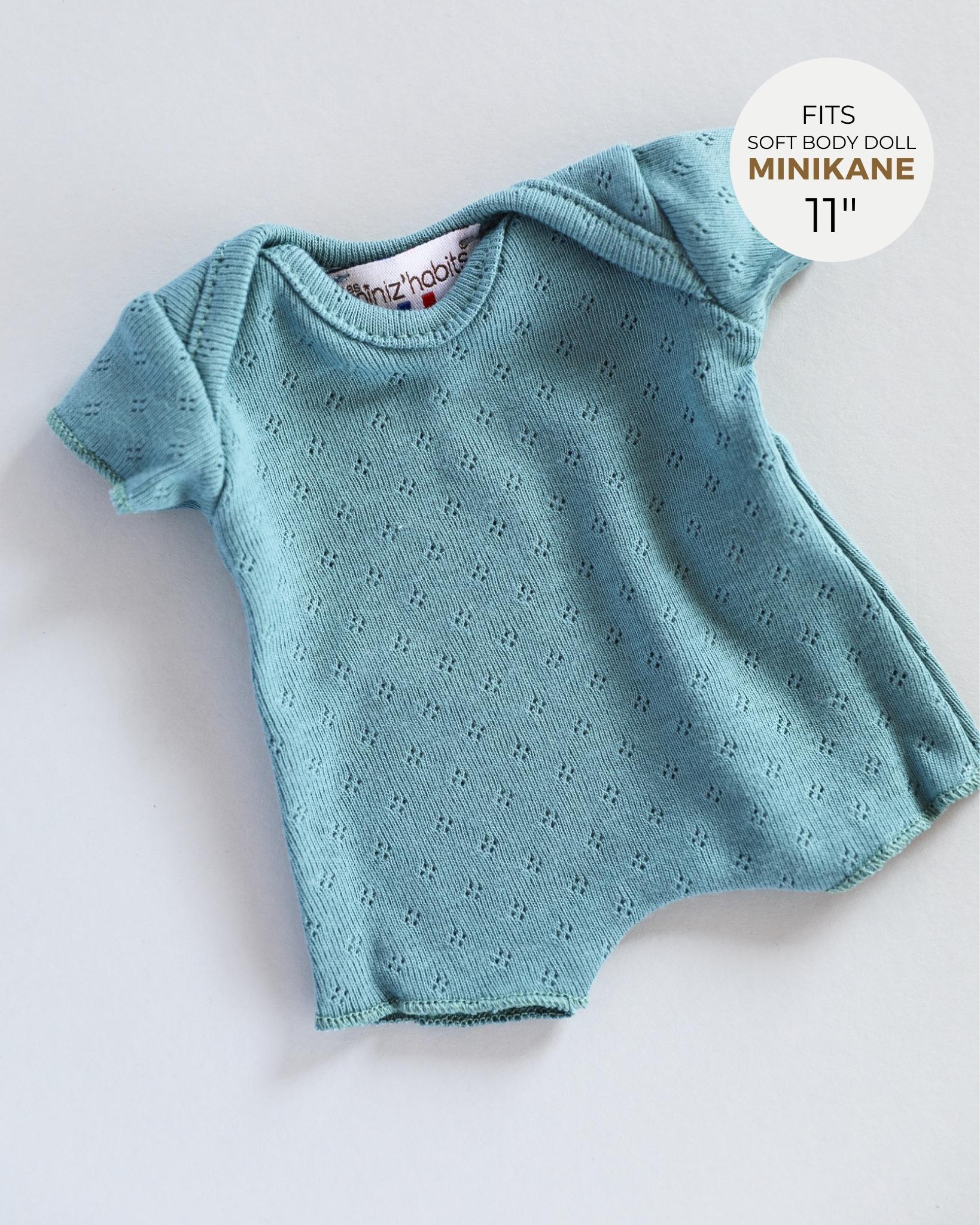 Minikane Doll Clothes | Soft Body Doll Cotton Romper (Blue)
