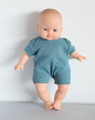 Minikane Doll Clothes | Soft Body Doll Cotton Romper (Blue)
