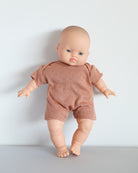 Minikane Doll Clothes | Soft Body Doll Cotton Romper (Brown)