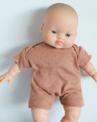 Minikane Doll Clothes | Soft Body Doll Cotton Romper (Brown)