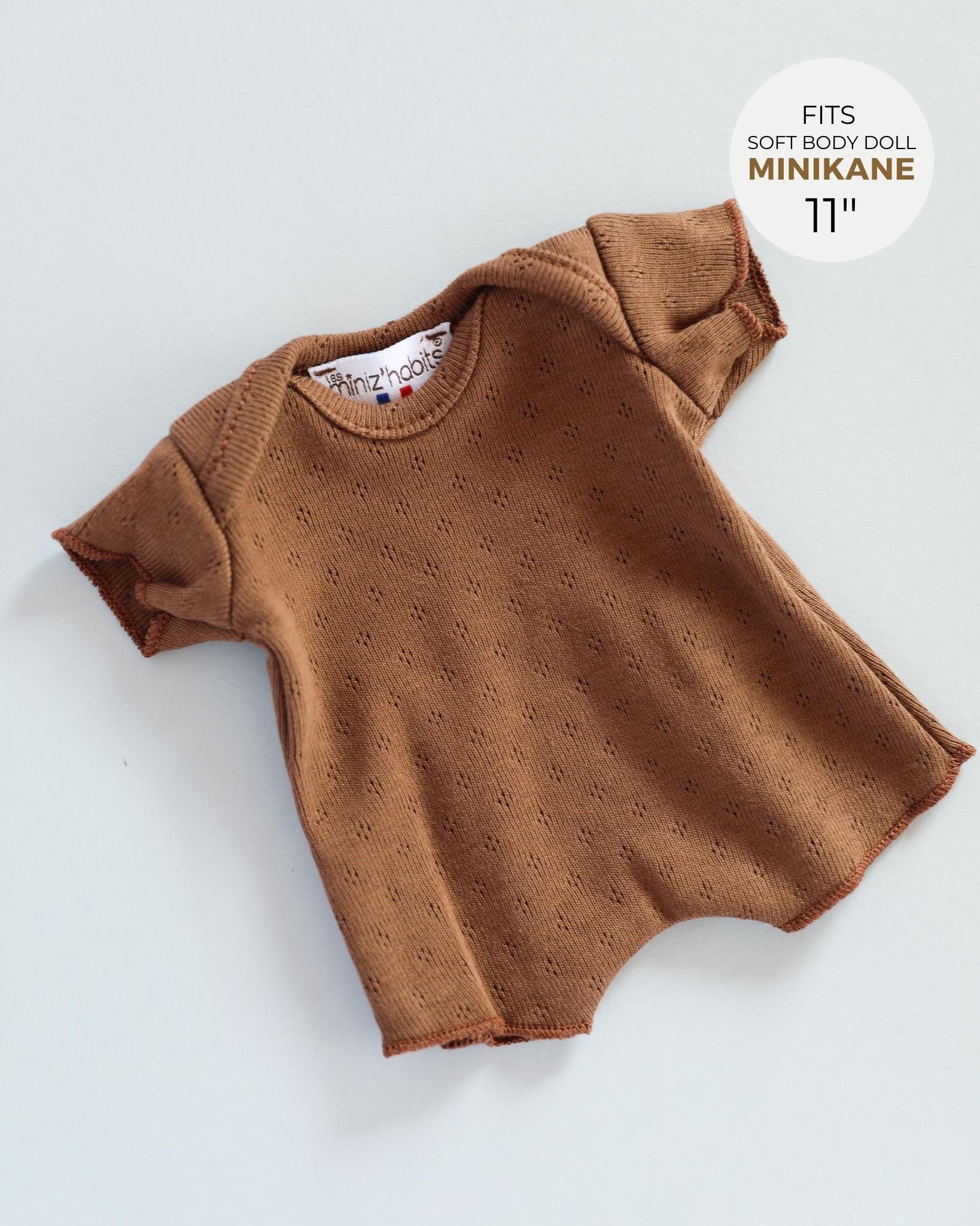 Minikane Doll Clothes | Soft Body Doll Cotton Romper (Chocolate)