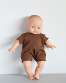 Minikane Doll Clothes | Soft Body Doll Cotton Romper (Chocolate)