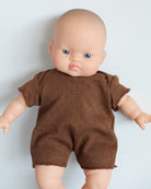 Minikane Doll Clothes | Soft Body Doll Cotton Romper (Chocolate)