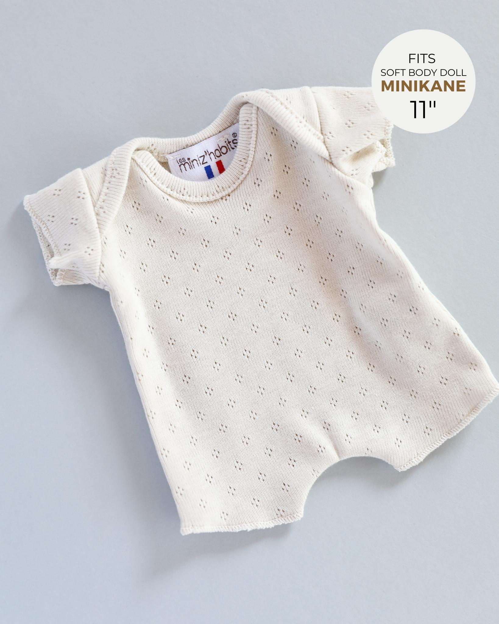 Minikane Doll Clothes | Soft Body Doll Cotton Romper (White)