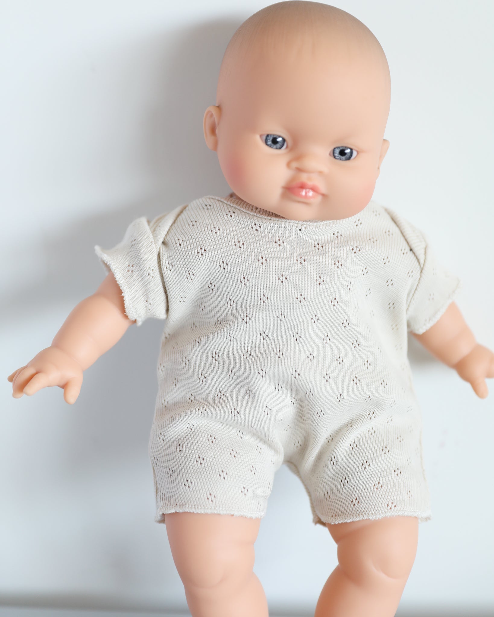 Minikane Doll Clothes | Soft Body Doll Cotton Romper (White)