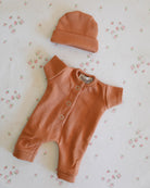 Minikane Doll Clothes - Soft Body Doll Jumpsuit with Hat (Brown)