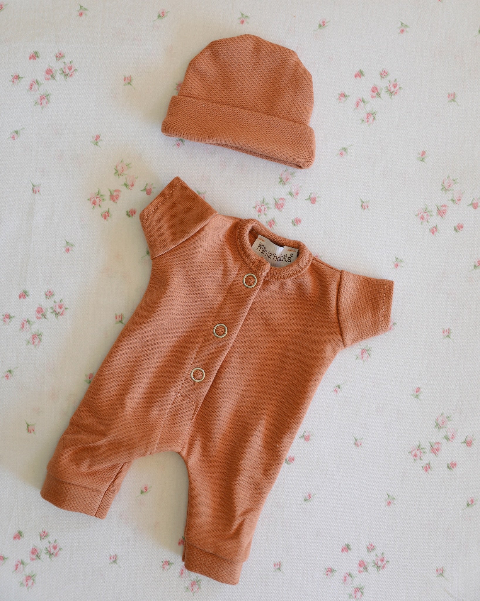 Minikane Doll Clothes - Soft Body Doll Jumpsuit with Hat (Brown)