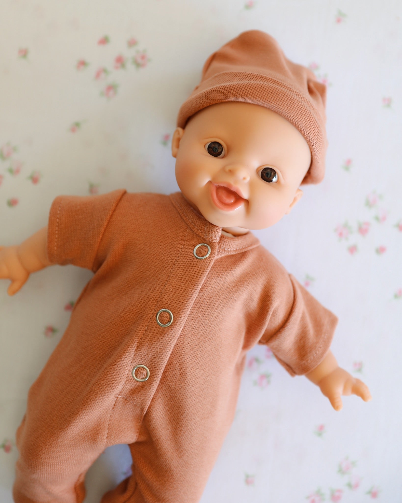 Minikane Doll Clothes - Soft Body Doll Jumpsuit with Hat (Brown)