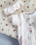 Minikane Doll Clothes | Soft Body Doll Jumpsuit with Headband (Bird Print )