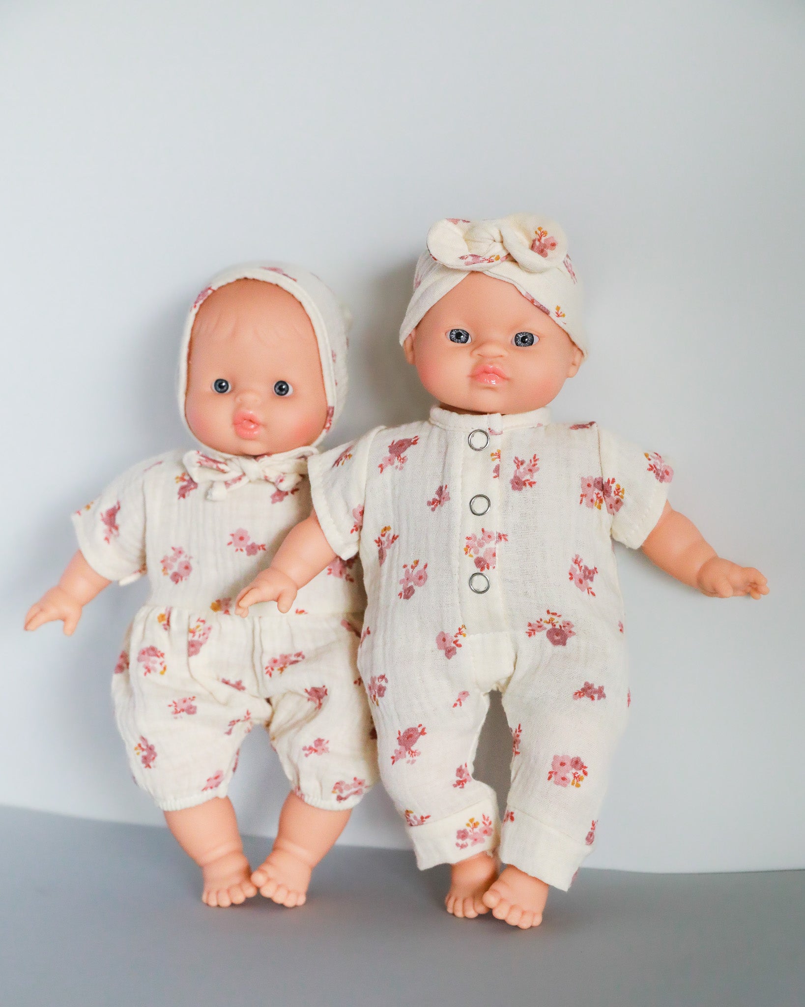 Minikane Doll Clothes | Soft Body Doll Romper with Bonnet - Flowers