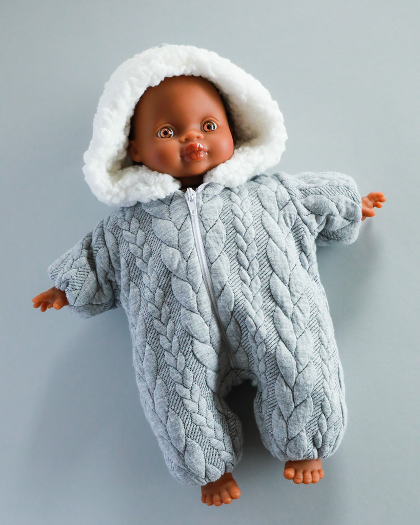 Minikane Doll Clothes | Soft Body Doll Snowsuit - Grey