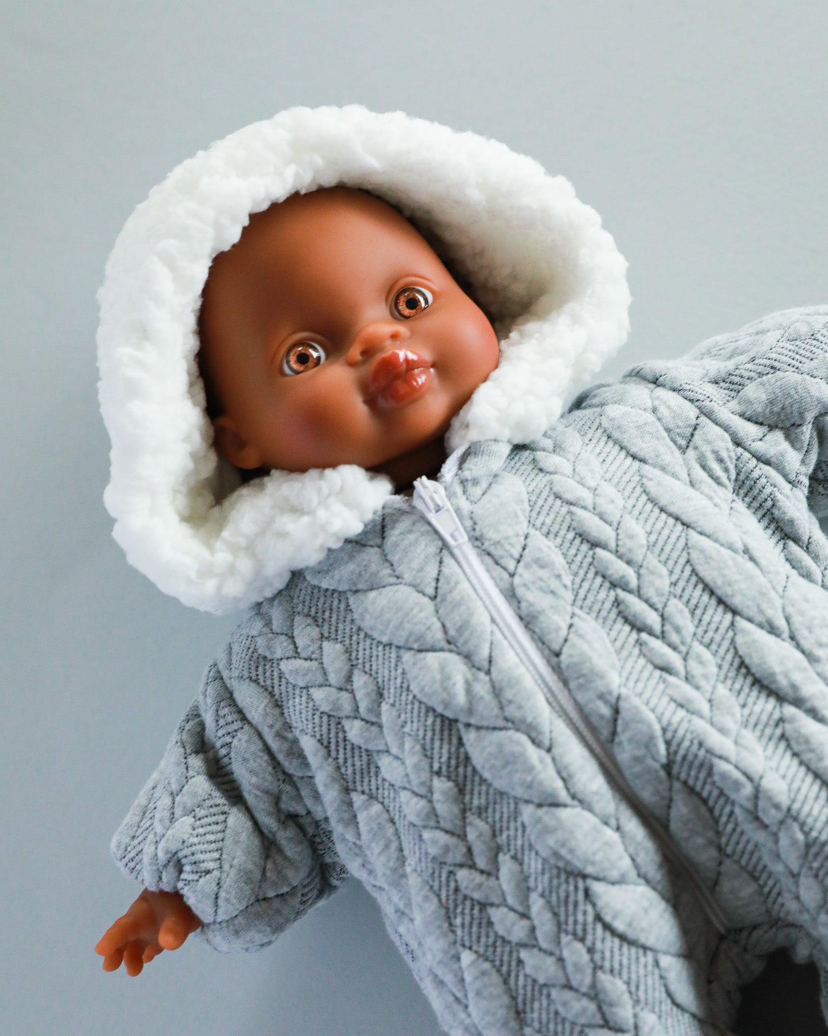 Minikane Doll Clothes | Soft Body Doll Snowsuit - Grey