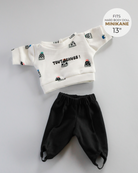 Minikane Doll Clothes | Baby Doll Sweatshirt Set Tout Shouss! - White & Black