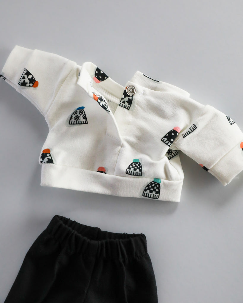 Minikane Doll Clothes | Baby Doll Sweatshirt Set Tout Shouss! - White & Black