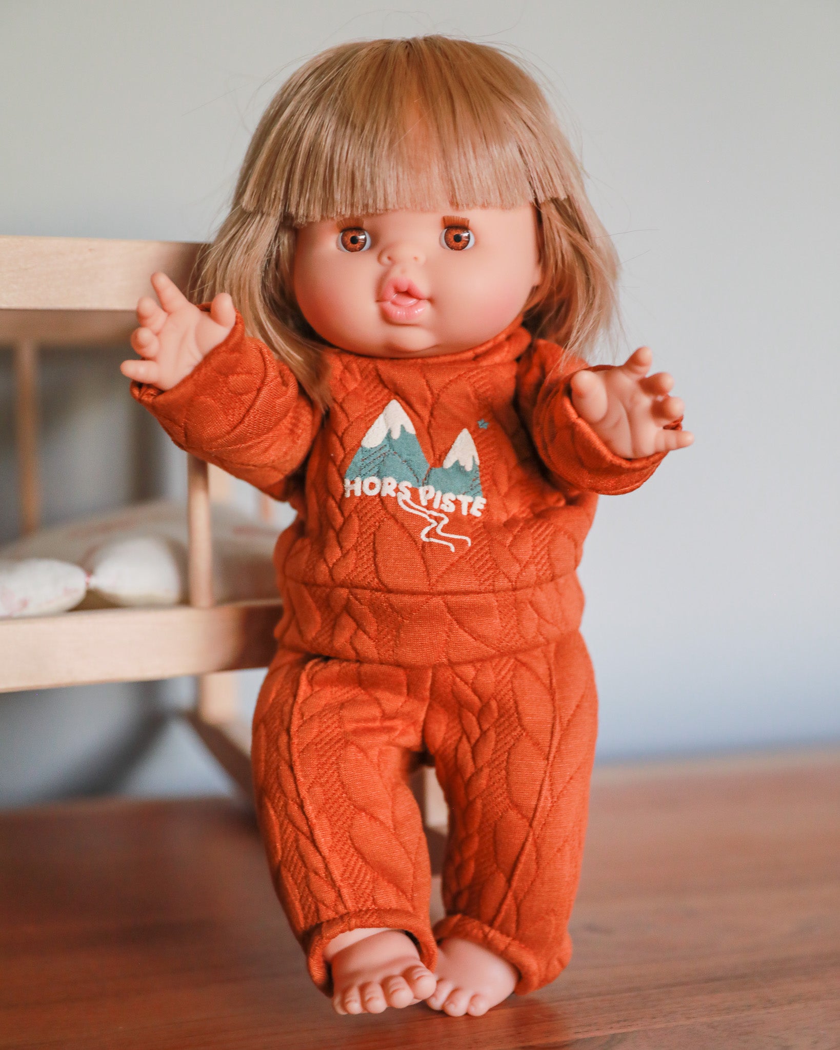 Minikane Doll Clothes | Baby Doll Sweatshirt Set Hors Piste - Brown