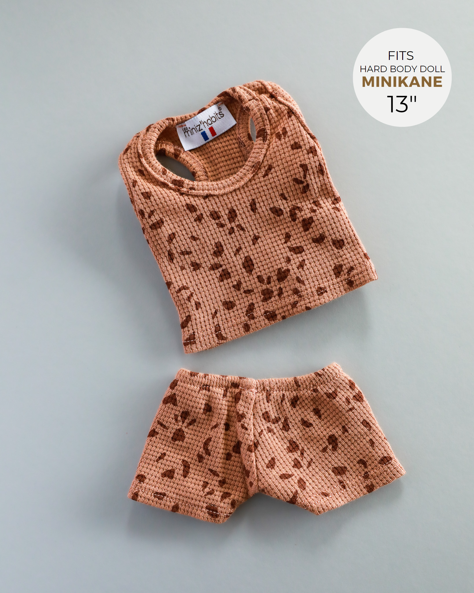 Minikane Doll Clothes | Baby Boy Doll Tank Set - Brown Pebbles