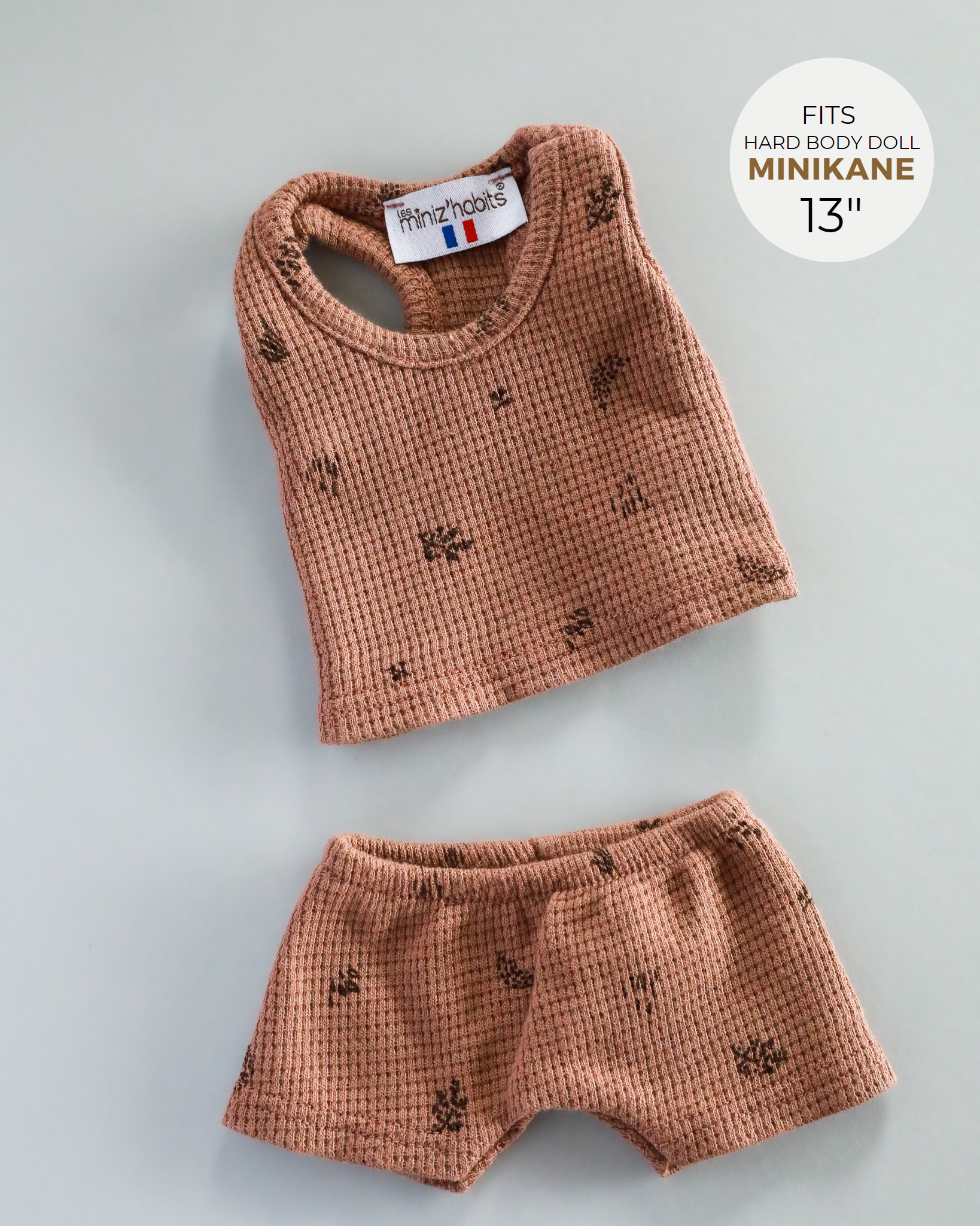 Minikane Doll Clothes | Baby Boy Doll Tank Set - Chestnut