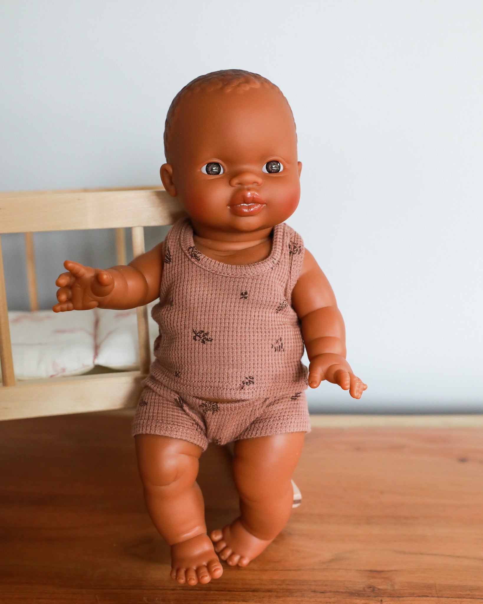 Minikane Doll Clothes | Baby Boy Doll Tank Set - Chestnut