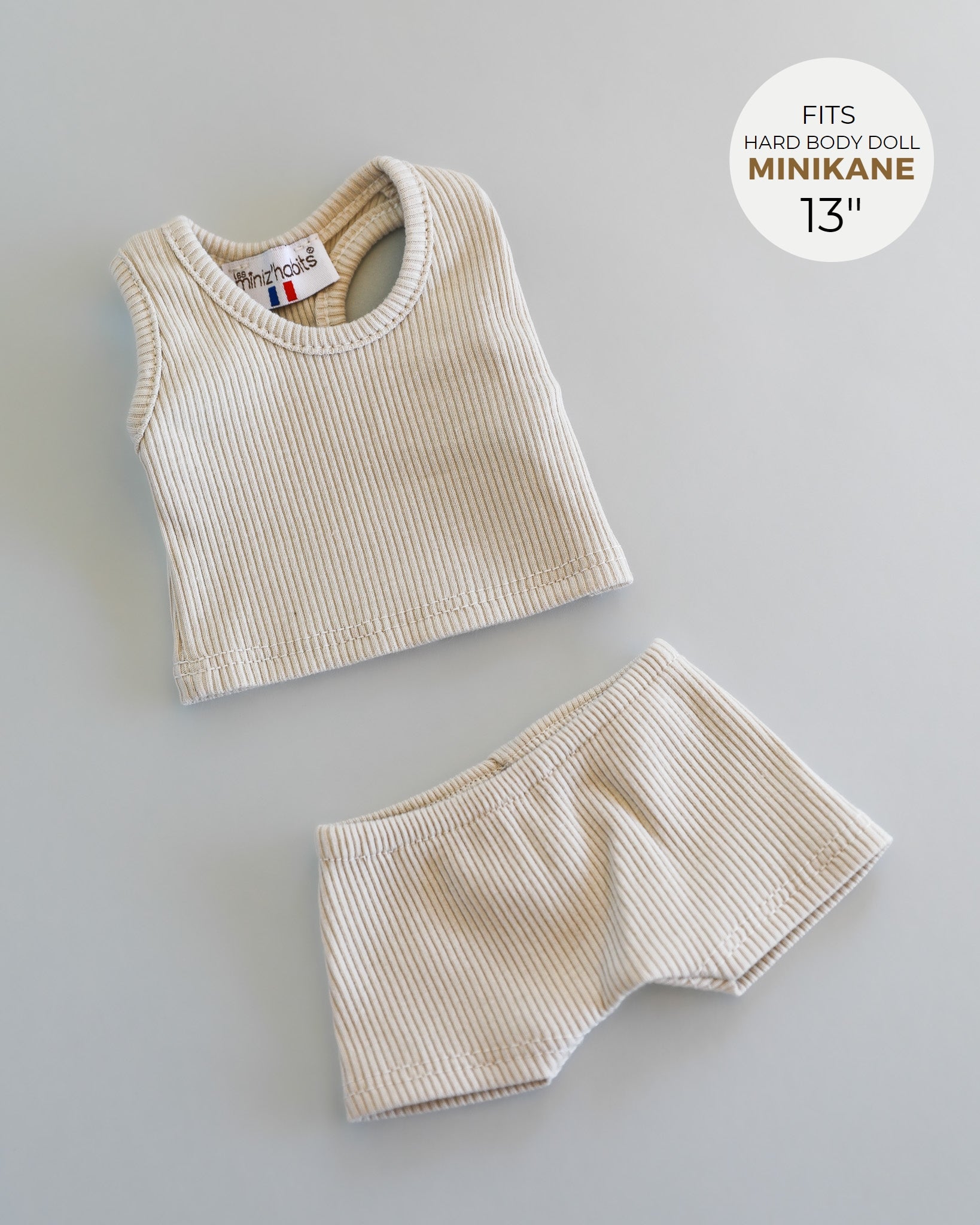 Minikane Doll Clothes | Baby Boy Doll Tank Set (Linen Grey)