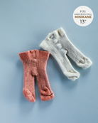 Minikane Doll Clothes | Baby Doll Tights - Rose/Off-white Glitter (pair of 2)