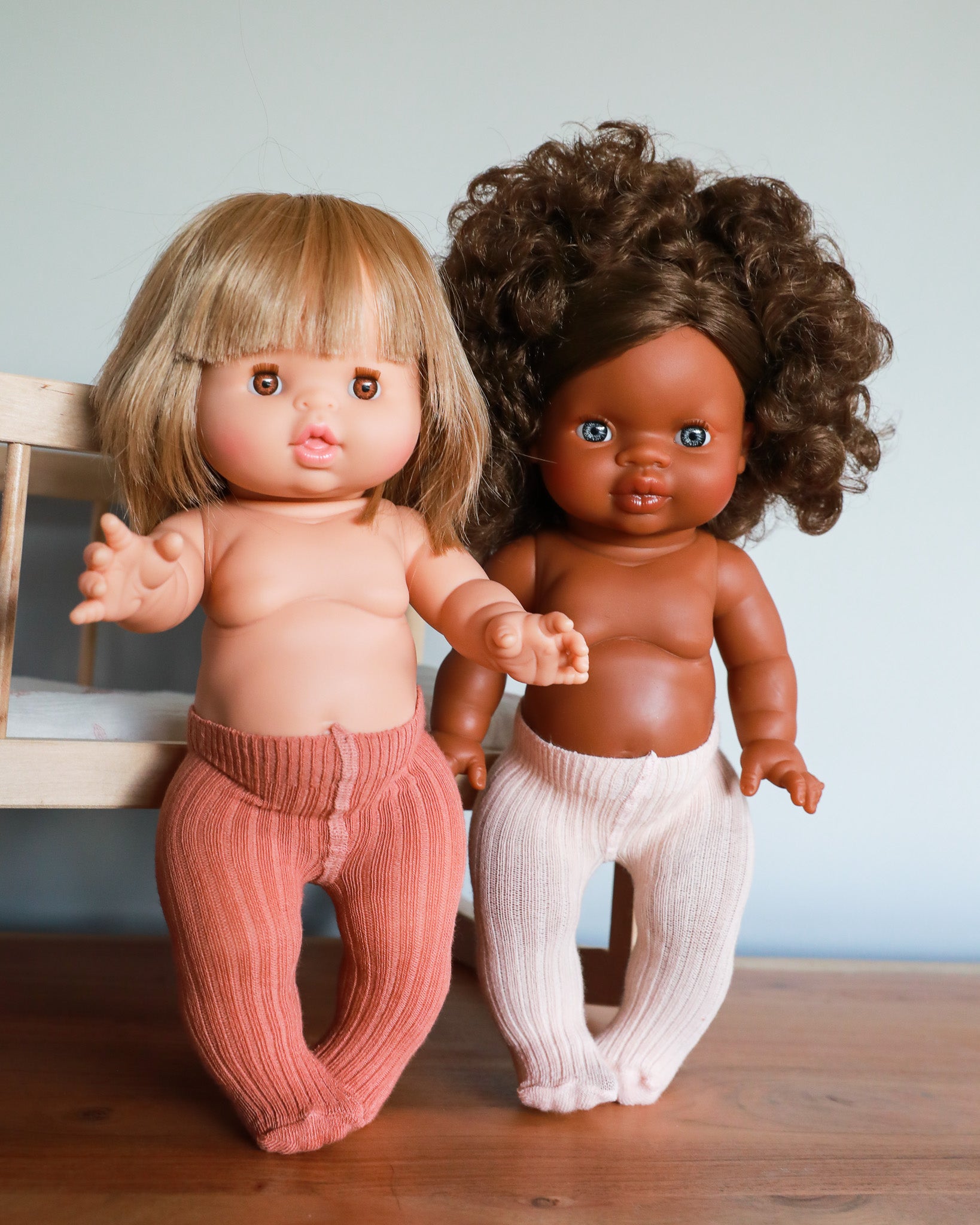 Minikane Doll Clothes | Baby Doll Tights - Rose/Blush (pair of 2)