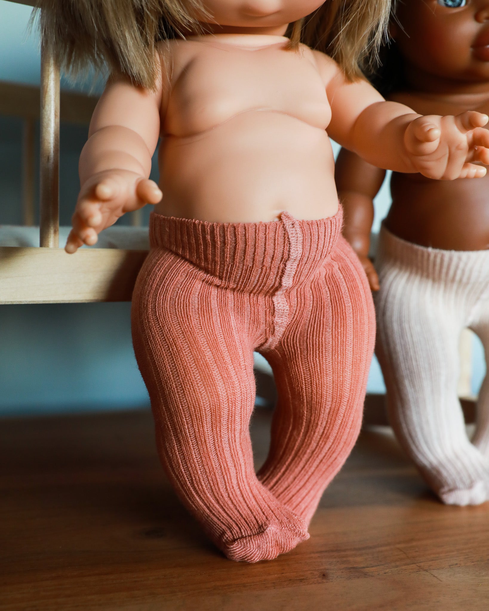 Minikane Doll Clothes | Baby Doll Tights - Rose/Blush (pair of 2)
