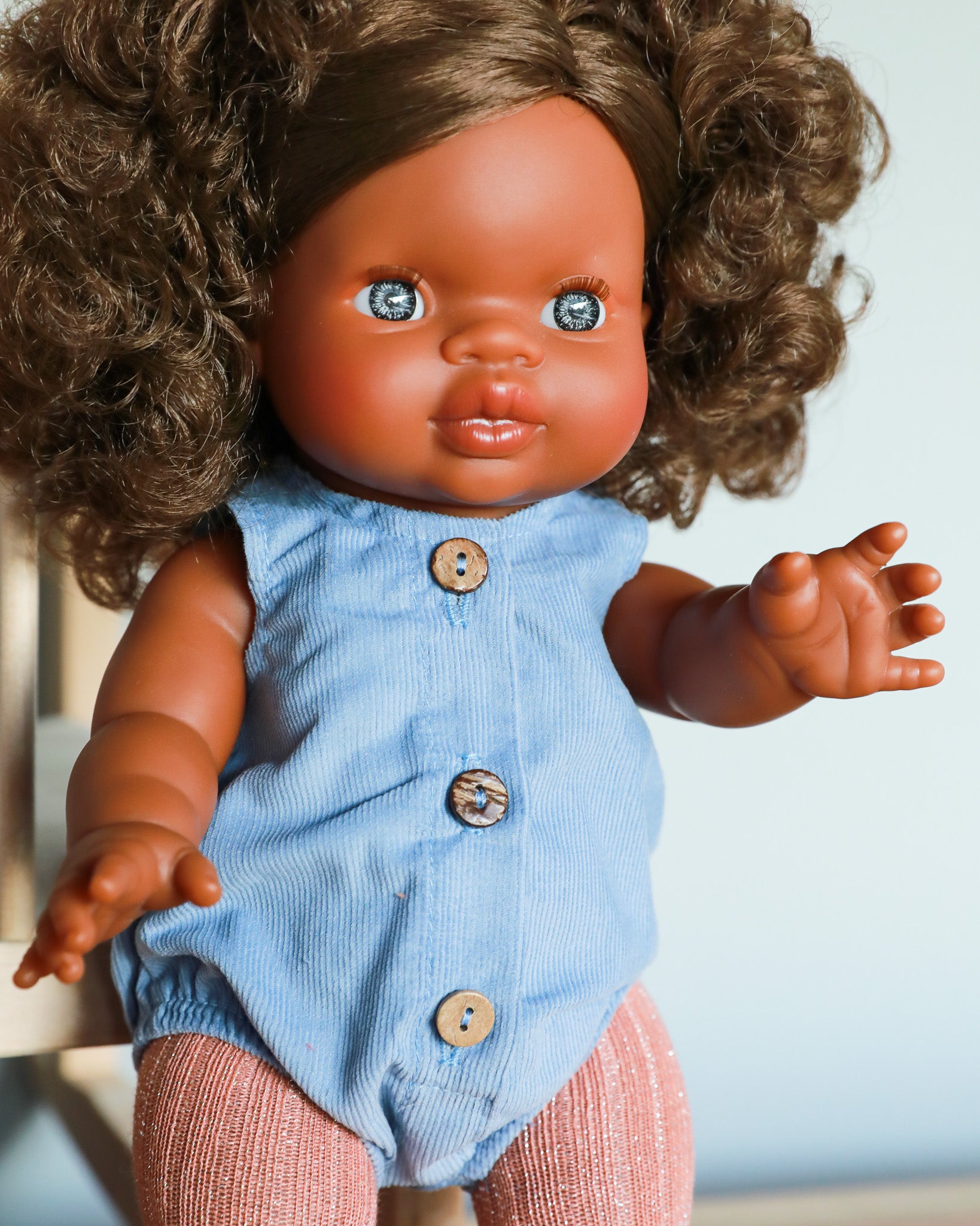 Minikane Doll Clothes | Baby Doll Velvet Romper - Blue