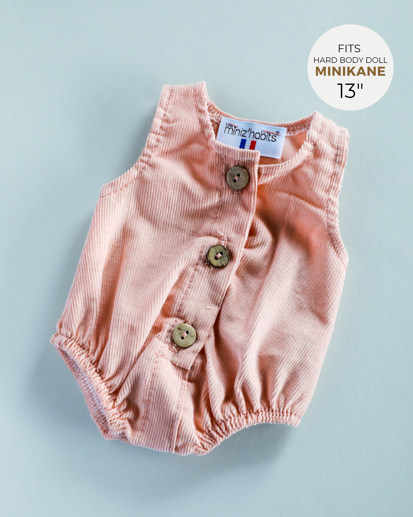 Minikane Doll Clothes | Baby Doll Velvet Romper - Blush
