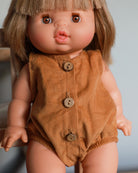 Minikane Doll Clothes | Baby Doll Velvet Romper - Brown
