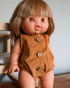 Minikane Doll Clothes | Baby Doll Velvet Romper - Brown